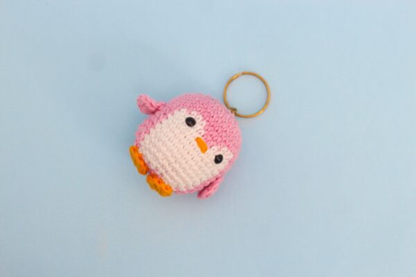 Crochet Penguin Keychain (pink)