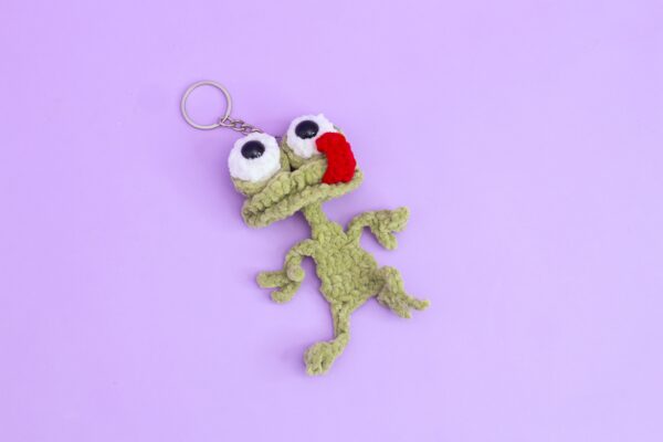 Crochet Frog Keychain Sage Green