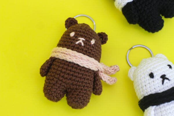 Crochet Brown Bear Keychain