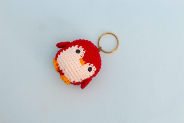 Crochet Penguin Keychain (red)