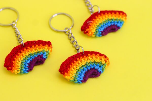 Crochet Rainbow Keychain